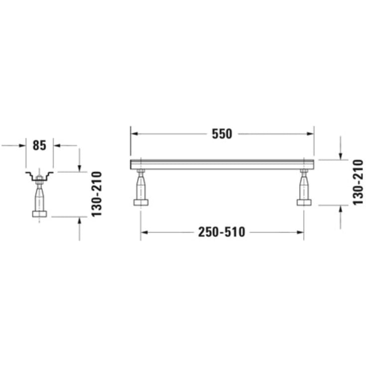 Duravit bensett til badekar og dusjkar, justerbare, 2 stk