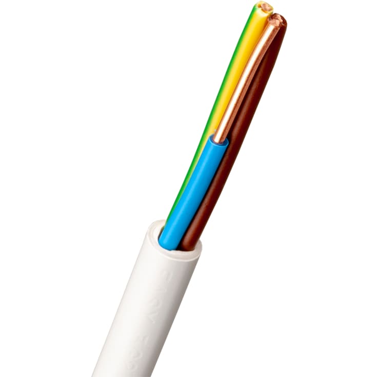 100 meter Nexans installationskabel 3x1,5 mm², hvid