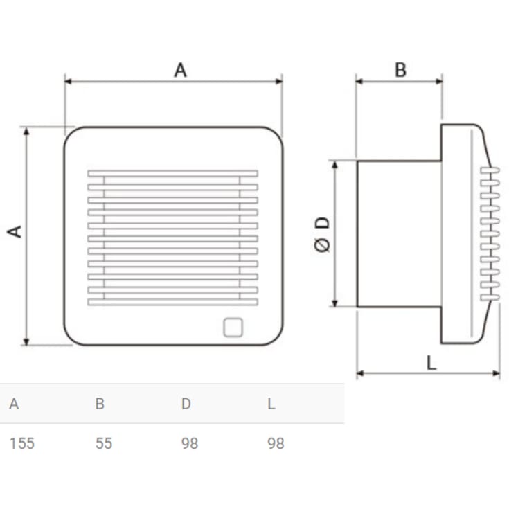 Thermex EDM 100C badventilator, 12V, Ø100 mm, hvid