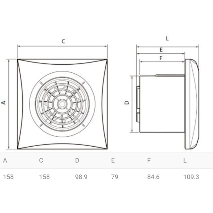 Thermex Silent 100CRIZ badventilator, timer, Ø100 mm, hvid
