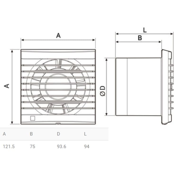 Thermex EDM 80 baderomsvifte, Ø100 mm, hvit