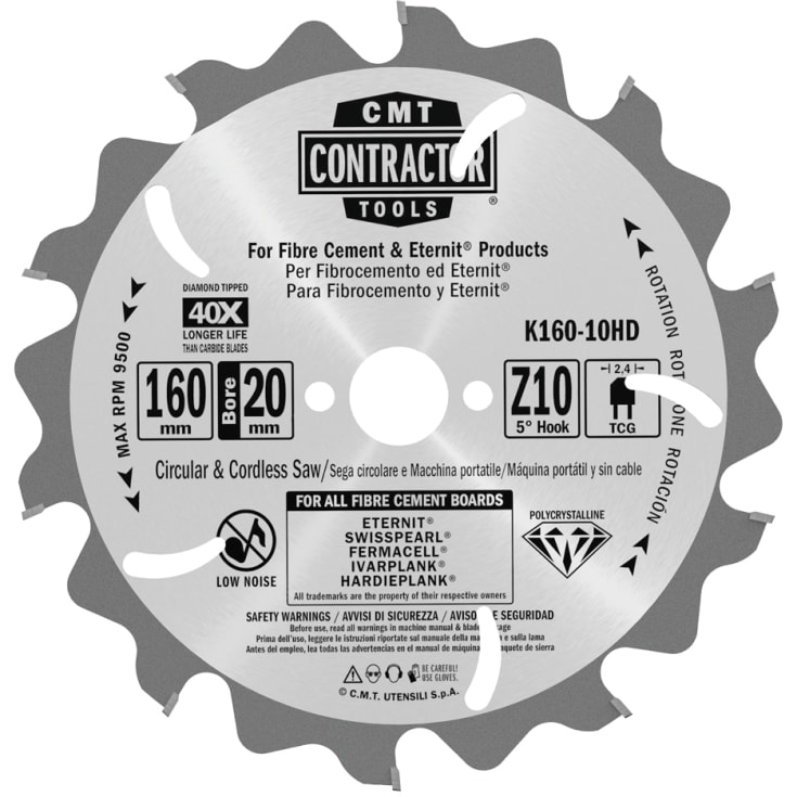 CMT Contractor PCD rundsavklinge, Ø160/20 mm, 10 td.