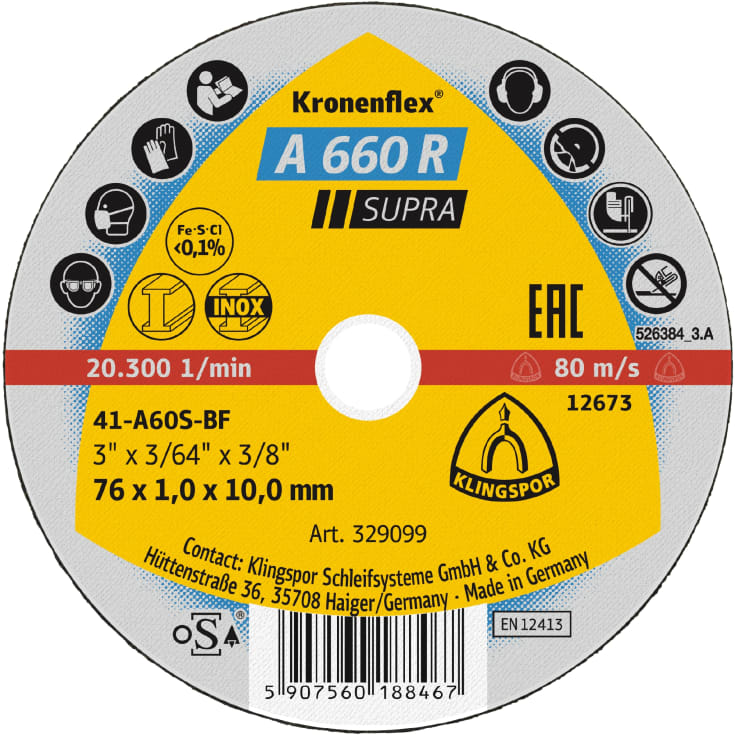 40 st Klingspor minikapskiva A 660 R Supra, 76 x 1 mm, Rak