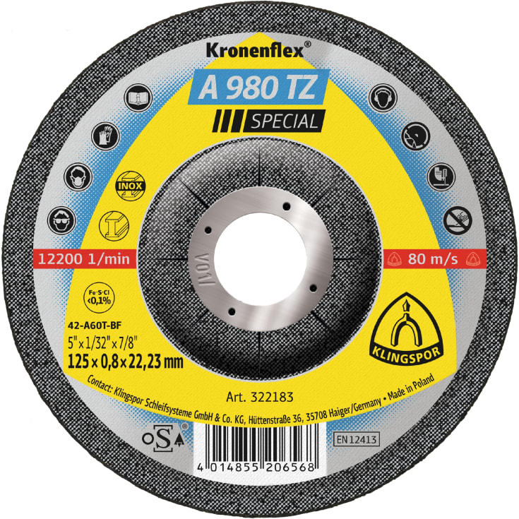 Klingspor skæreskive A 980 TZ SPECIAL, 125 x 0,8 mm, 25 stk.