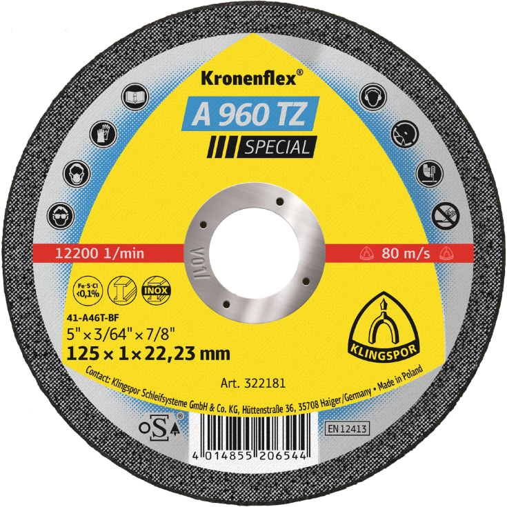 25 stk Klingspor skjæreskive A 960 TZ, for rustfritt stål, 125 x 1 mm, rett