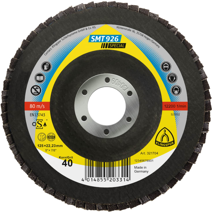 10 stk Klingspor slibetallerkner SMT 926, 125 x 22,23 mm, K40, Hvælvet
