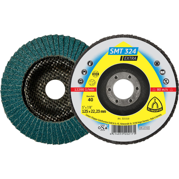 10 st Klingspor lamellslipskiva SMT 324, 125 x 22,23 mm, K40
