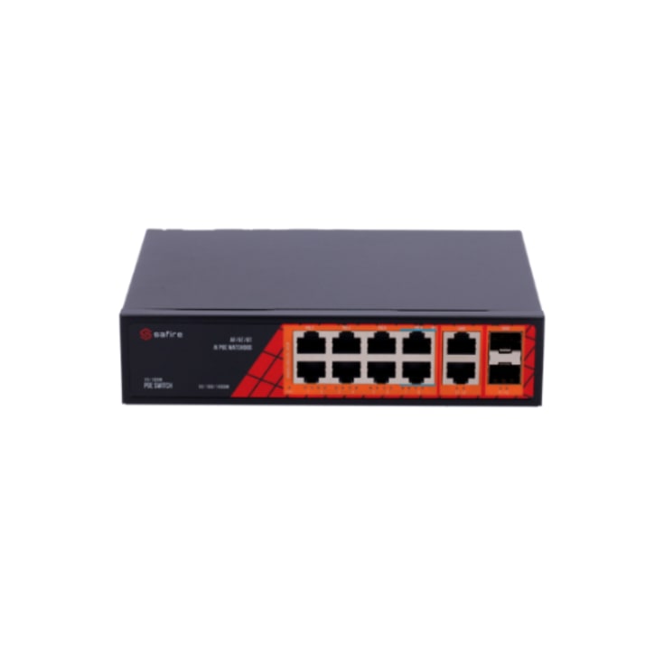 Safire PoE Gigabit Switch 120W, 6x30w PoE + 2x60w HiPoE +2xSFP…
