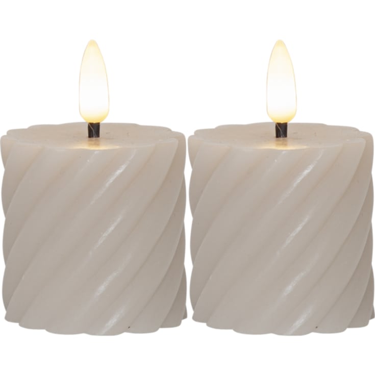 20 st Star Trading Flamme Swirl LED blockljus, batteri, beige
