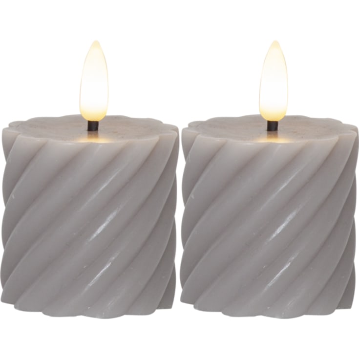 Star Trading Flamme Swirl snoede LED bloklys 5x7,5 grå 2-pak