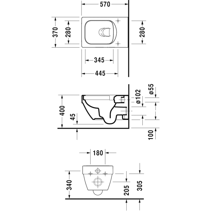 Duravit Vero Air væghængt toilet, uden skyllekant, rengøringsvenlig, hvid