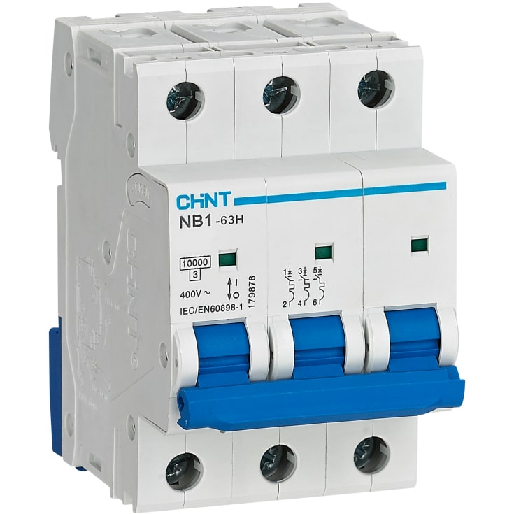 Strömbrytare Chint MCB NB1-63H, C 2A 3P, 10kA