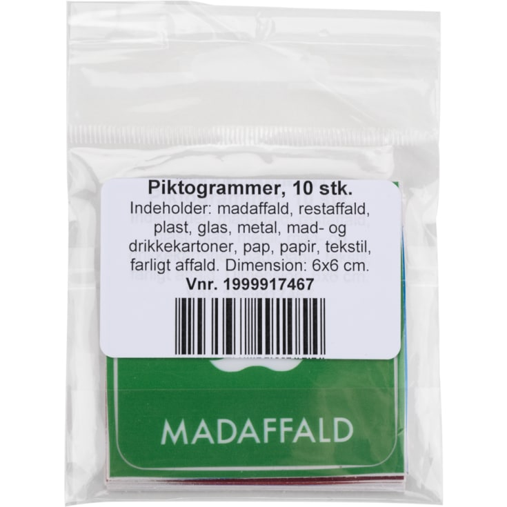 Abena blandet piktogrampakke med 10 stk, selvklæbende, 6x6 cm