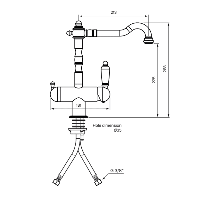 Tapwell FME184 Classic köksblandare, diskmaskinsavstängning, mässing
