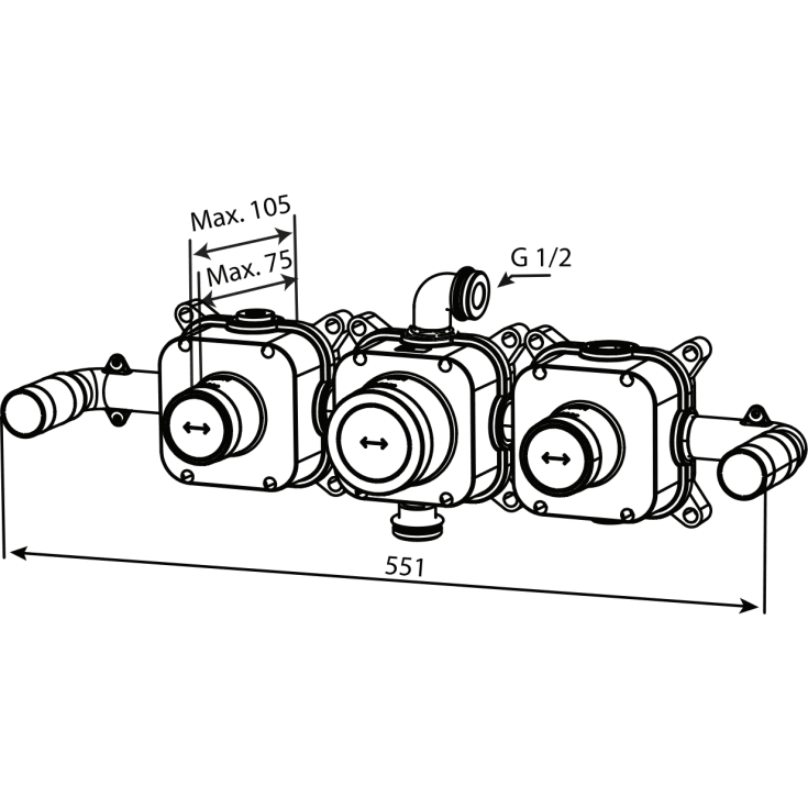Damixa BS2 indbygningsdel med lækagesikringer
