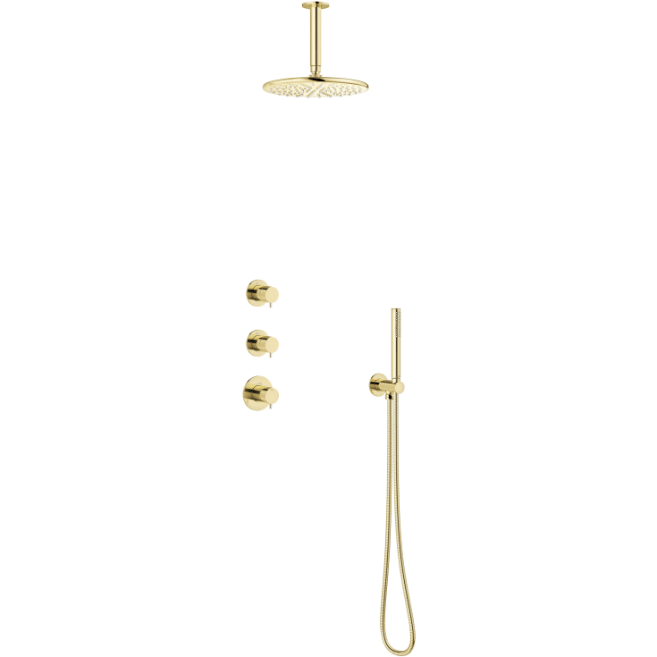 Damixa Silhouet XS2 brusesæt, vandbesparende, poleret messing