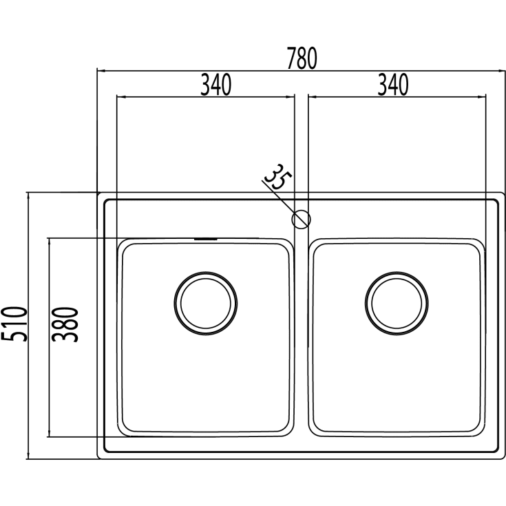 Intra Omnia 78DF køkkenvask, 78x51 cm, rustfrit stål
