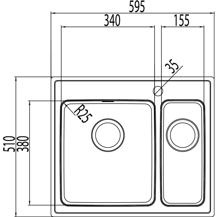 Intra Omnia 60SHLF køkkenvask, 59,5x51 cm, rustfrit stål