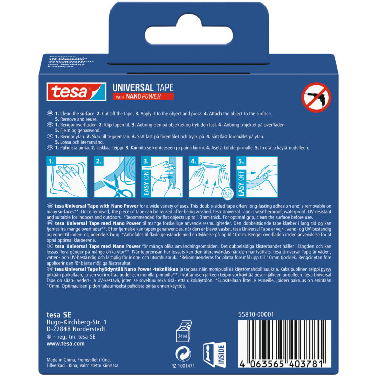 Tesa Universal Nano Power dubbelhäftande tejp