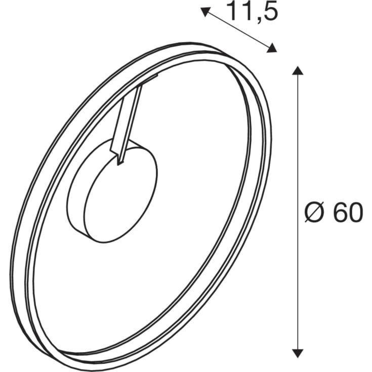 SLV One væg- & loftlampe, sort, Ø60 cm