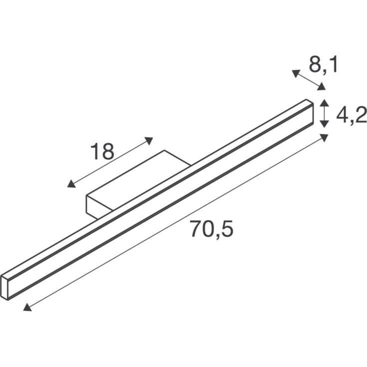 SLV One Linear væglampe, messing, 70 cm