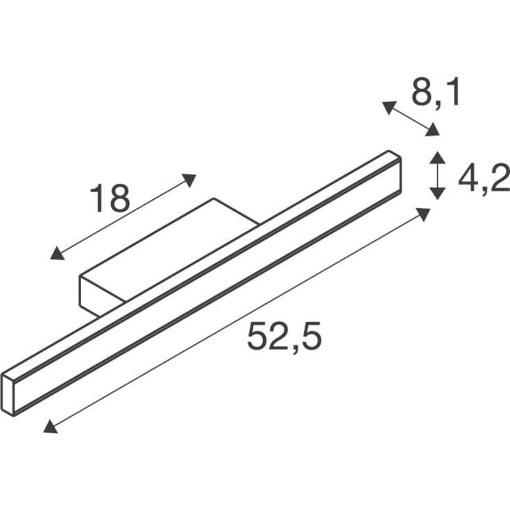 SLV One Linear vägglampa, mässing, 50 cm