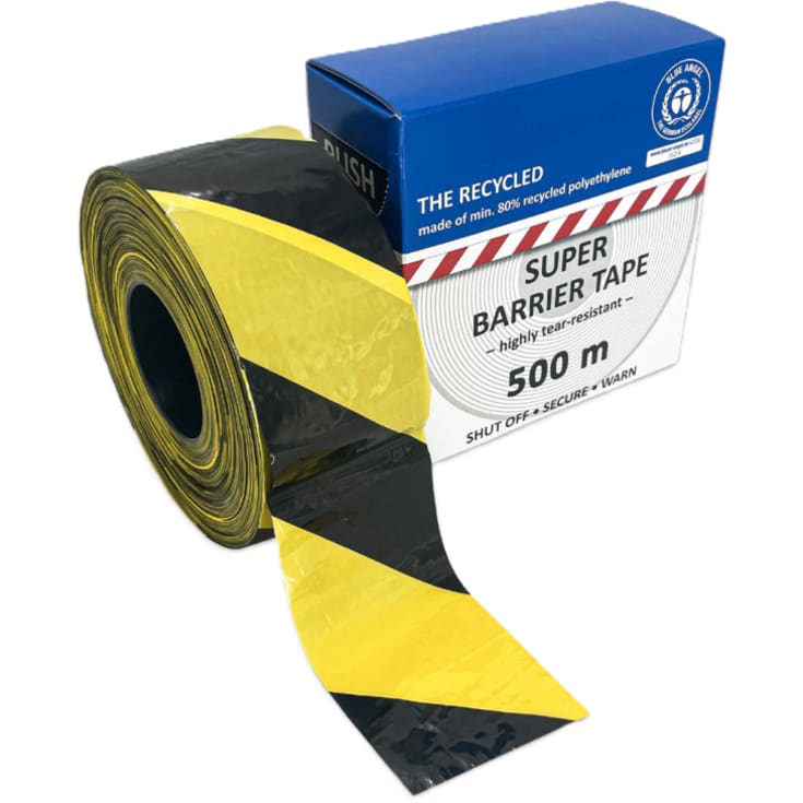 Afmærkningsbånd, gul/sort, 500 M