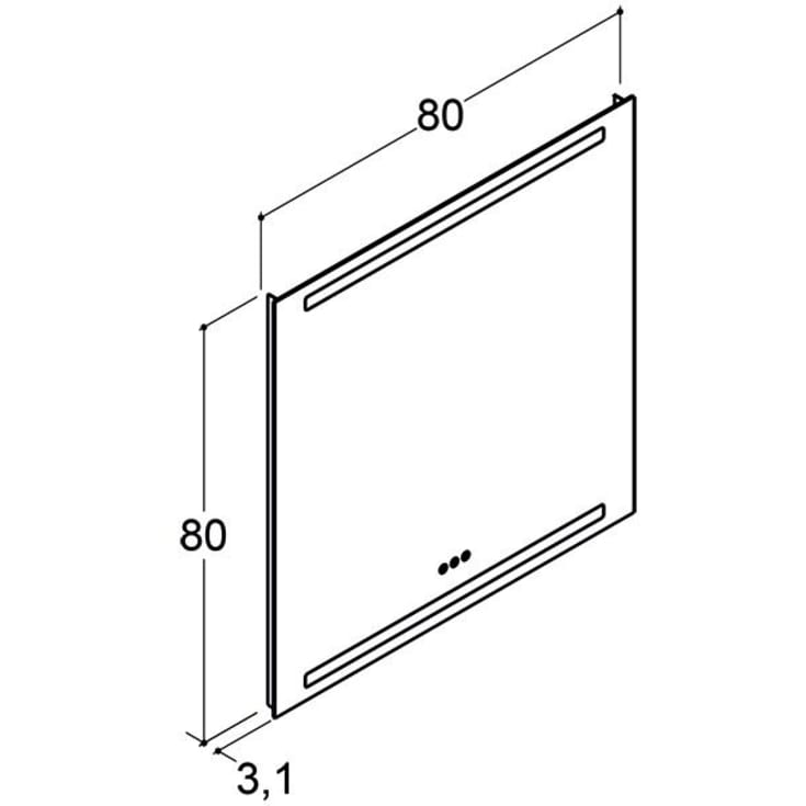 Dansani Level spegel med belysning, dimbar, 80x80 cm