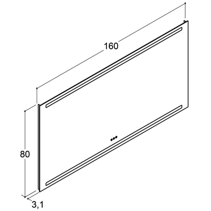 Dansani Level speil med lys, dimbart, 160x80 cm