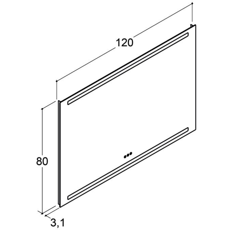Dansani Level spegel med ljus, dimbar, 120x80 cm