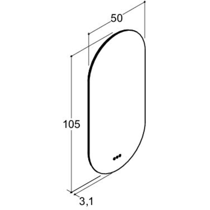 Dansani Corona spejl med lys, dæmpbar, touch, 105x50 cm