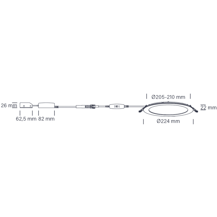 Nordtronic Lucette G2 innfelt spotlight, Ø25 cm