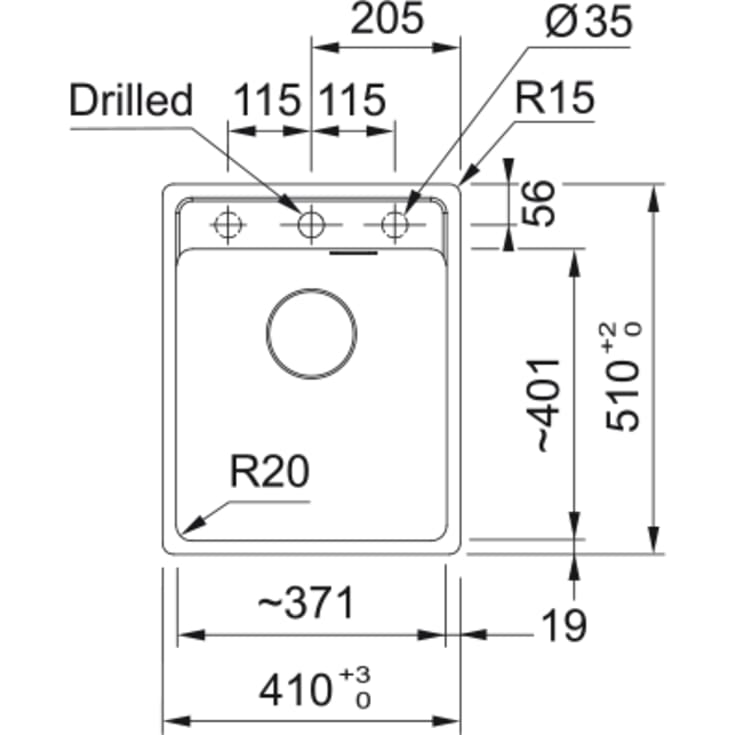 Franke Maris køkkenvask, 41x51 cm, lys beige
