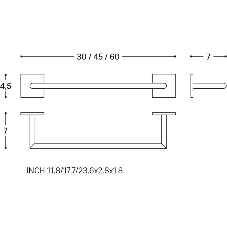 Cosmic Stick håndklædestang, 60 cm, mat hvid