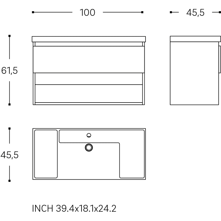 Cosmic B-Best möbelpaket, 100x61,5 cm, vit högglans