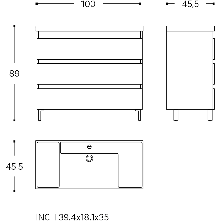 Cosmic B-Best möbelpaket, 100x61,5 cm, vit högglans