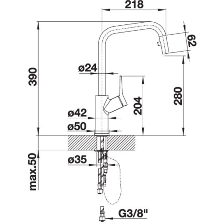Blanco Jurena-S køkkenarmatur, udtrækstud, krom