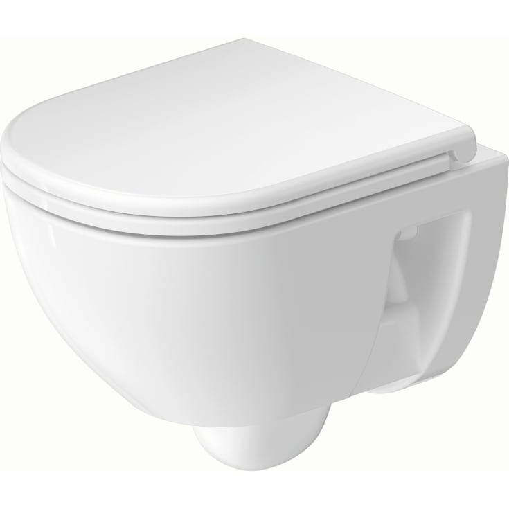 Duravit D-Code Compact væghængt toilet, uden skyllekant, hvid