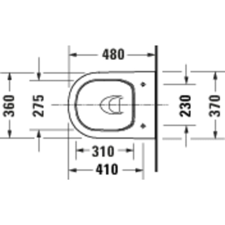 Duravit D-Code Compact vegghengt toalett, uten skyllekant, hvit