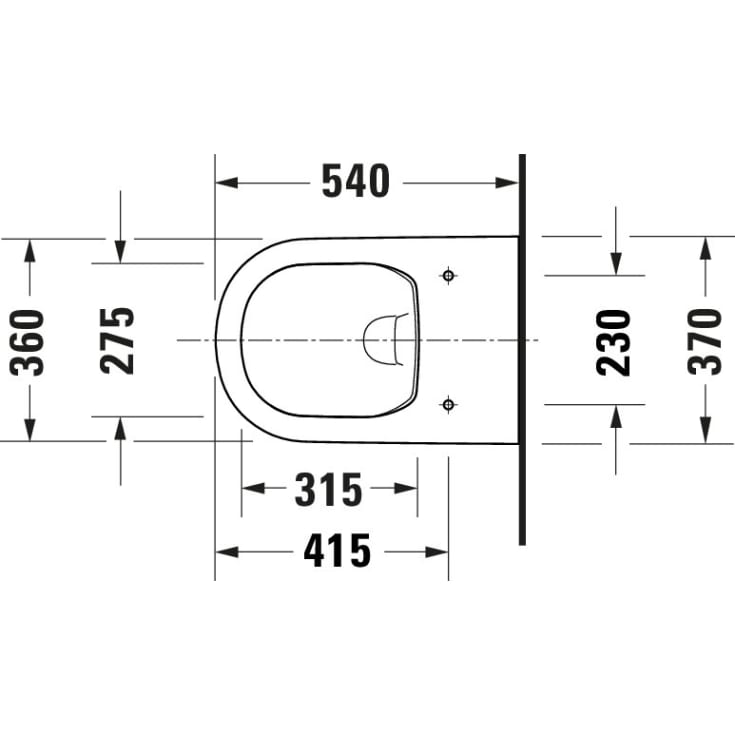 Duravit D-Code væghængt toilet, uden skyllekant, hvid