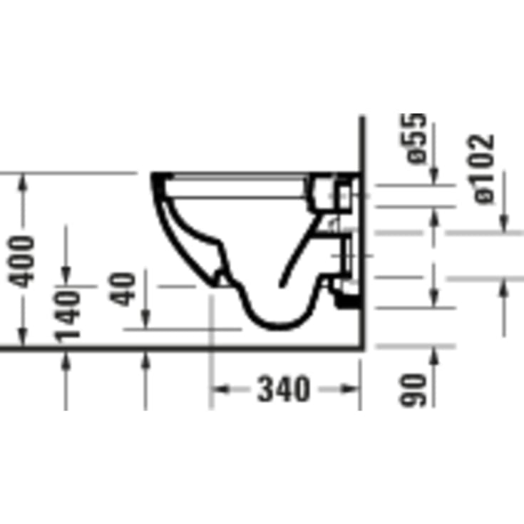 Duravit D-Code Compact væghængt toilet, uden skyllekant, hvid