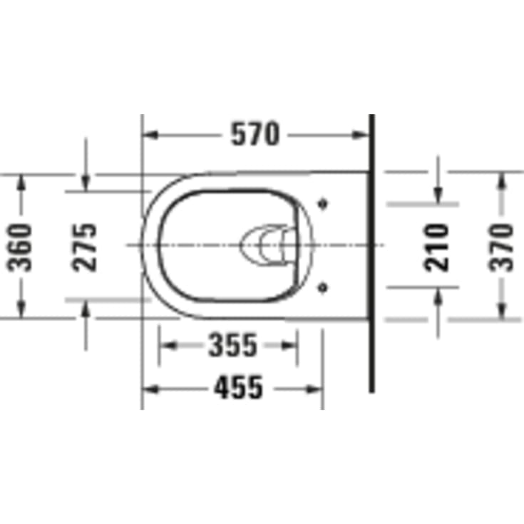 Duravit D-Code væghængt toilet, uden skyllekant, hvid