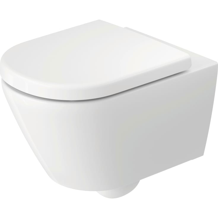 Duravit D-Code væghængt toilet, uden skyllekant, hvid