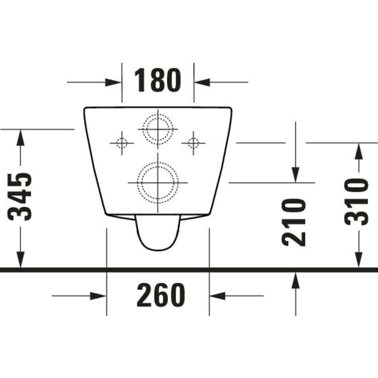 Duravit D-Code væghængt toilet, uden skyllekant, hvid
