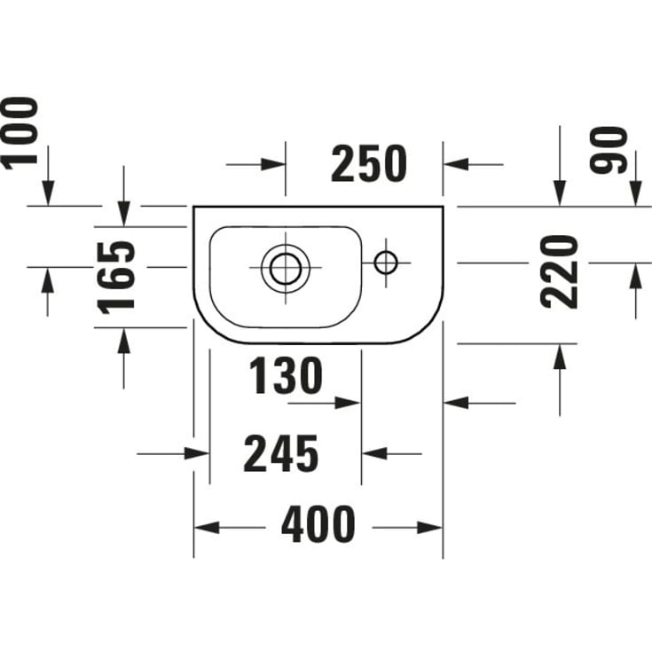 Duravit D-Code tvättställ, 40x22 cm, höger, vit
