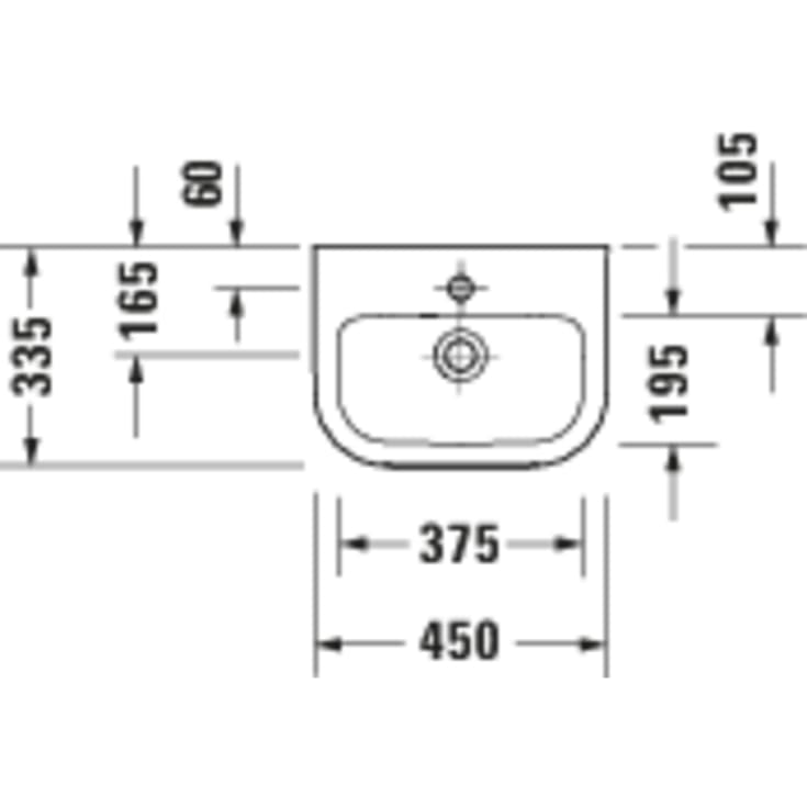 Duravit D-Code servant, 45x33,5 cm, hvit
