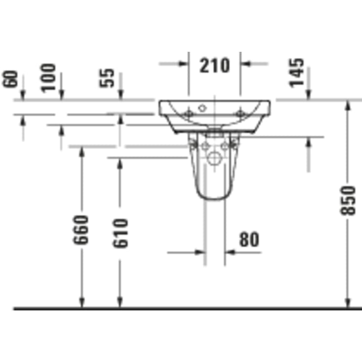 Duravit D-Code håndvask, 45x33,5 cm, hvid