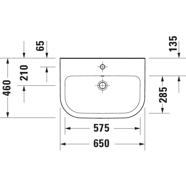 Duravit D-Code håndvask, 65x46 cm, hvid