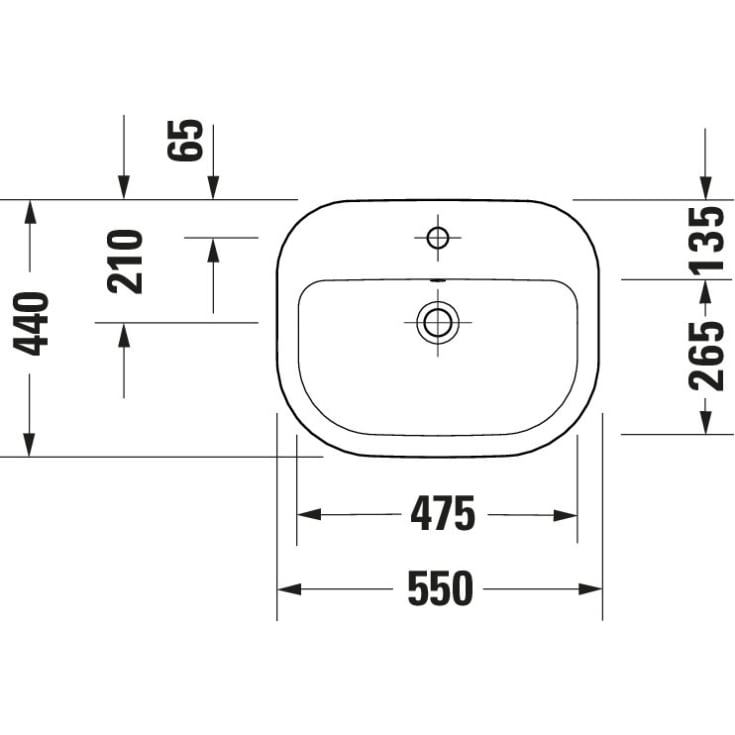 Duravit D-Code tvättställ, 55x44 cm, vit