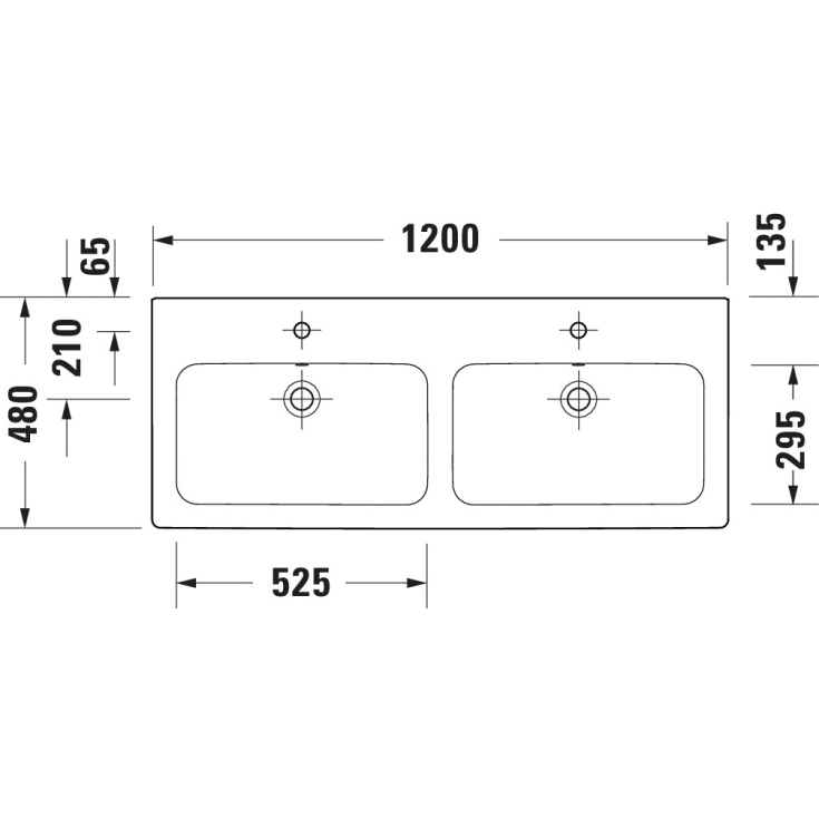 Duravit D-Code tvättställ, 120x48 cm, vit